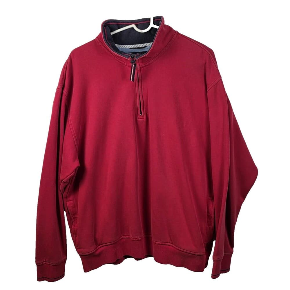 Vintage Tommy Hilfiger Men's XL Red 1/4 Zip‎ Long Sleeve Pullover - Thumbnail 6