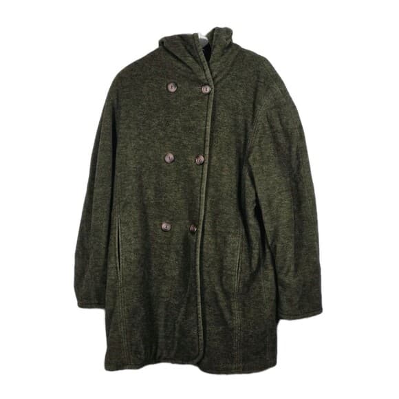 Vintage‎ L.L. Bean Women's Large Green Pea Coat - Thumbnail 8