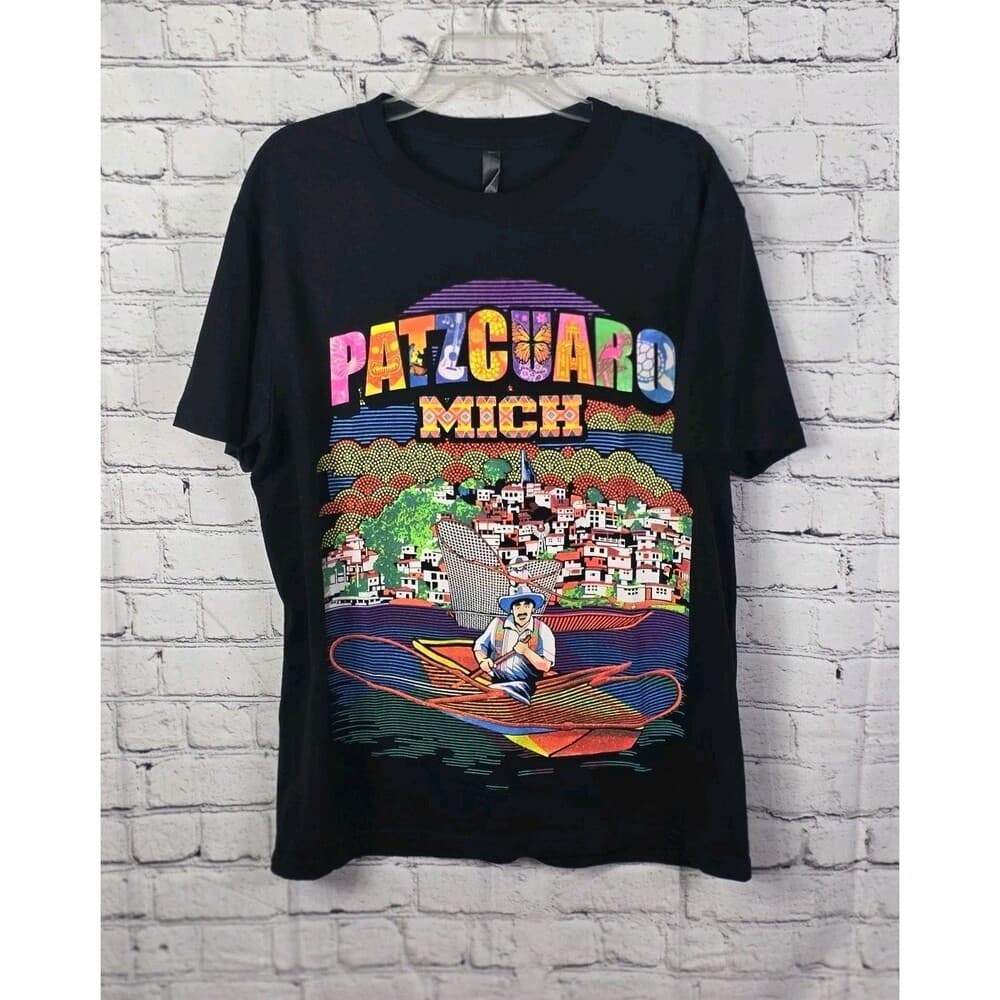 Mexican Men's Large Black Fishing Short Sleeve T-Shirt - Thumbnail 9