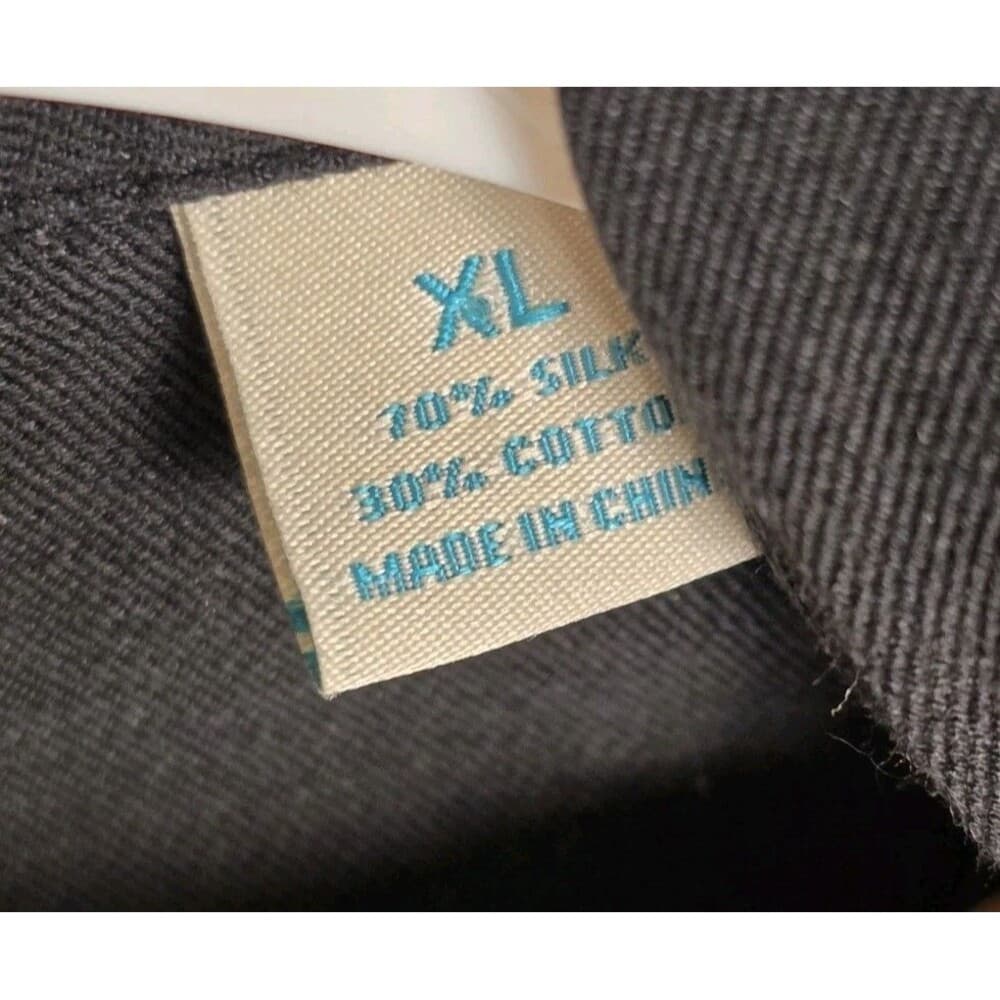 Caribbean Brand Men's Large 70% Silk -30% Cotton Black Button-Down Shirt‎ - Thumbnail 5