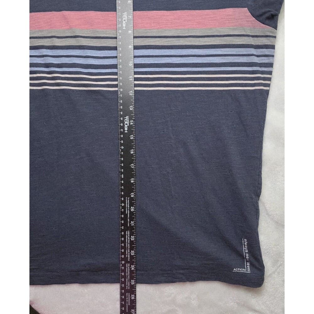 Denim & Flower Ricky Singh Men's Large Navy Blue White‎ Stripe Casual T-Shirt - Thumbnail 8