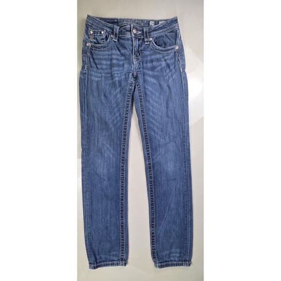 Miss Me Jeans Girls Size 14 Blue Denim Skinny‎ Straight Jeans - JK595853 - Thumbnail 13