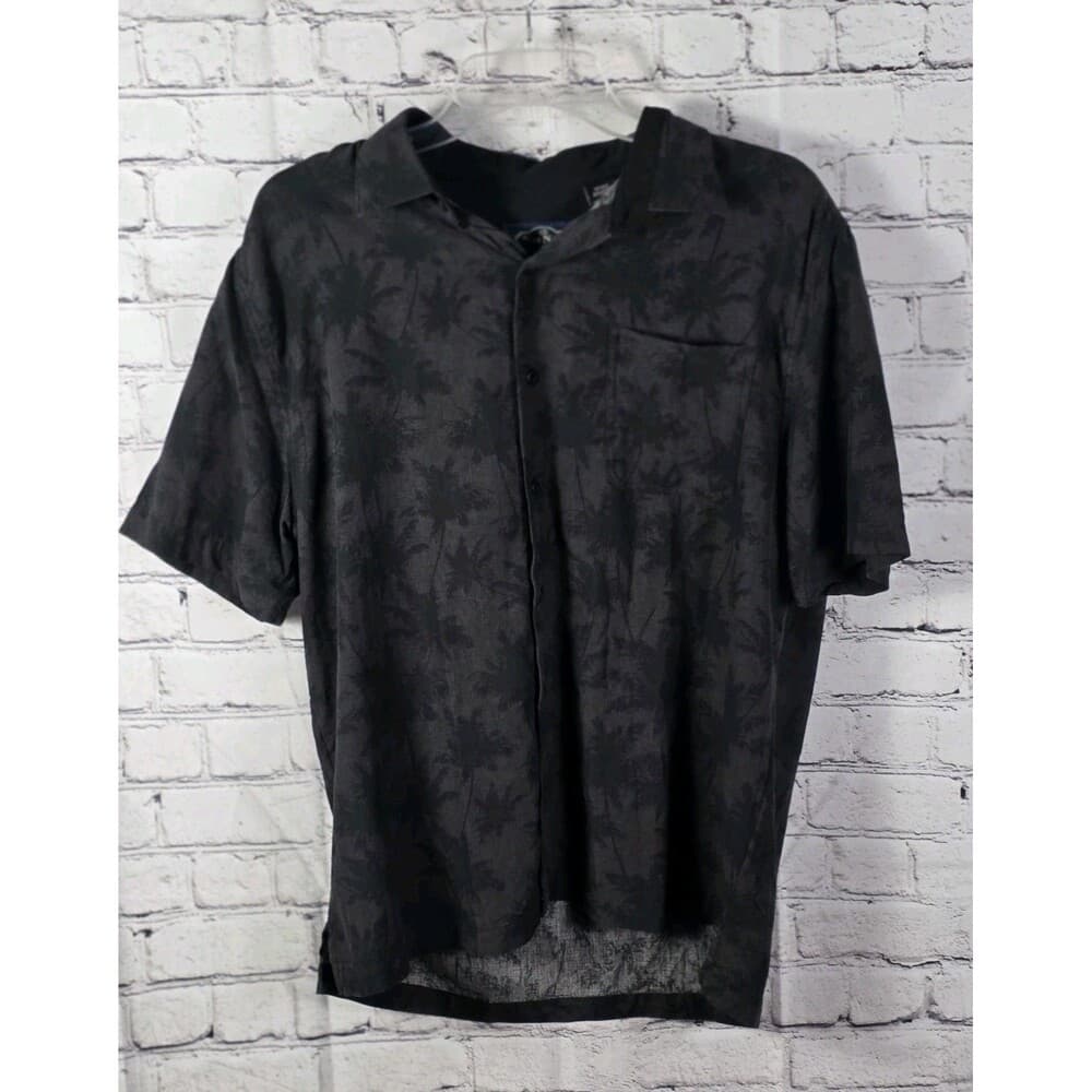 Nat Nast Men's Medium Black Silk Blend Tropical Hawaiian SS Button Up Shirt - Thumbnail 9