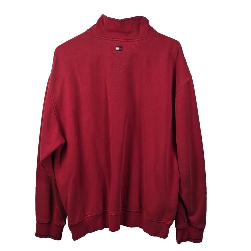 Vintage Tommy Hilfiger Men's XL Red 1/4 Zip‎ Long Sleeve Pullover - Thumbnail 5