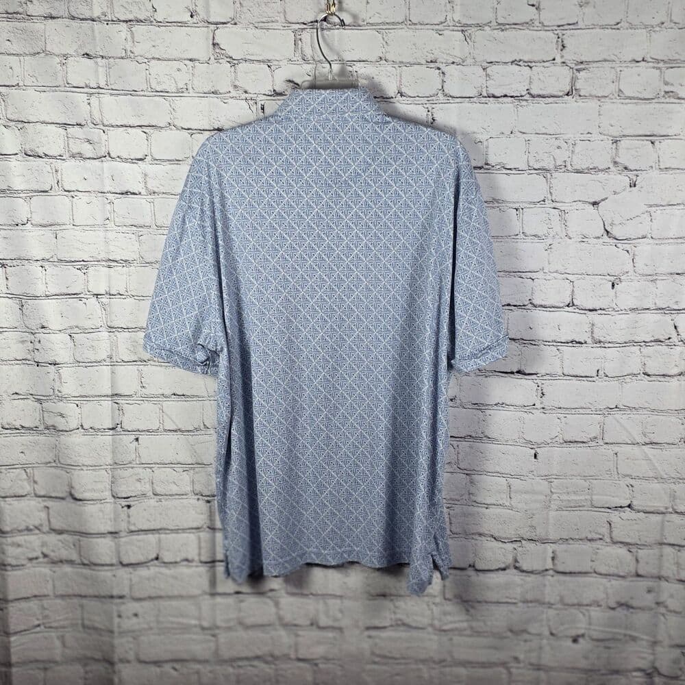 Daniel Cremieux Men's Blue / White Geometric Short Sleeve Polo Shirt - Thumbnail 8
