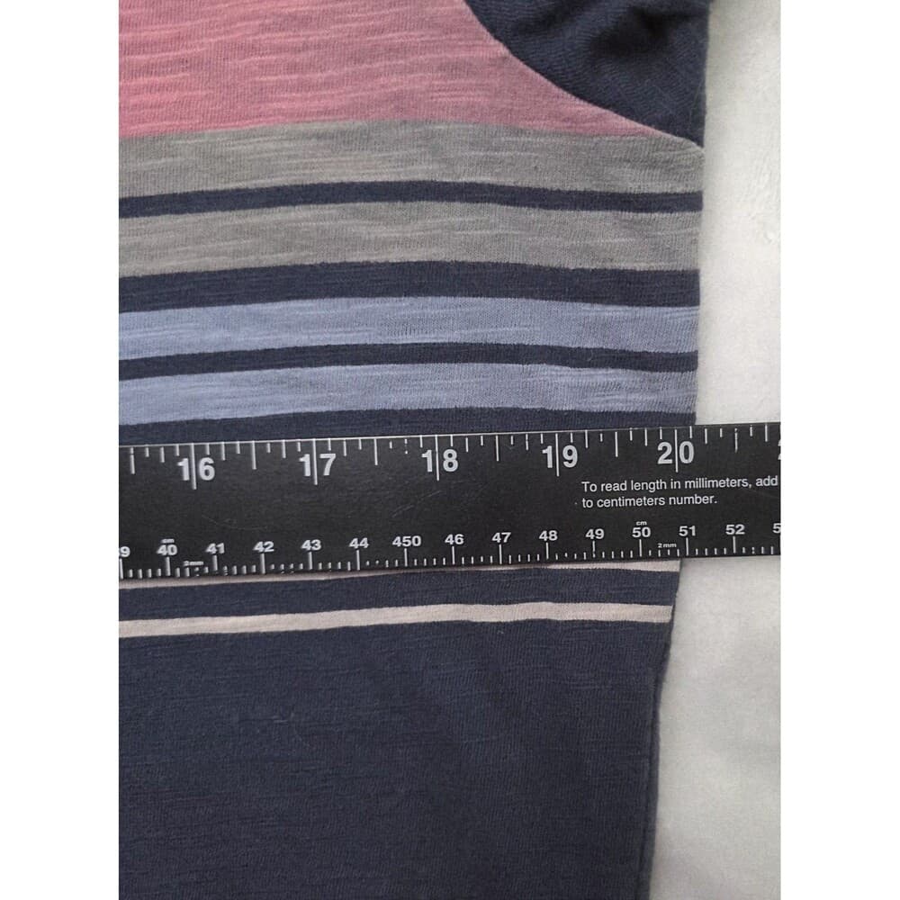 Denim & Flower Ricky Singh Men's Large Navy Blue White‎ Stripe Casual T-Shirt - Thumbnail 5