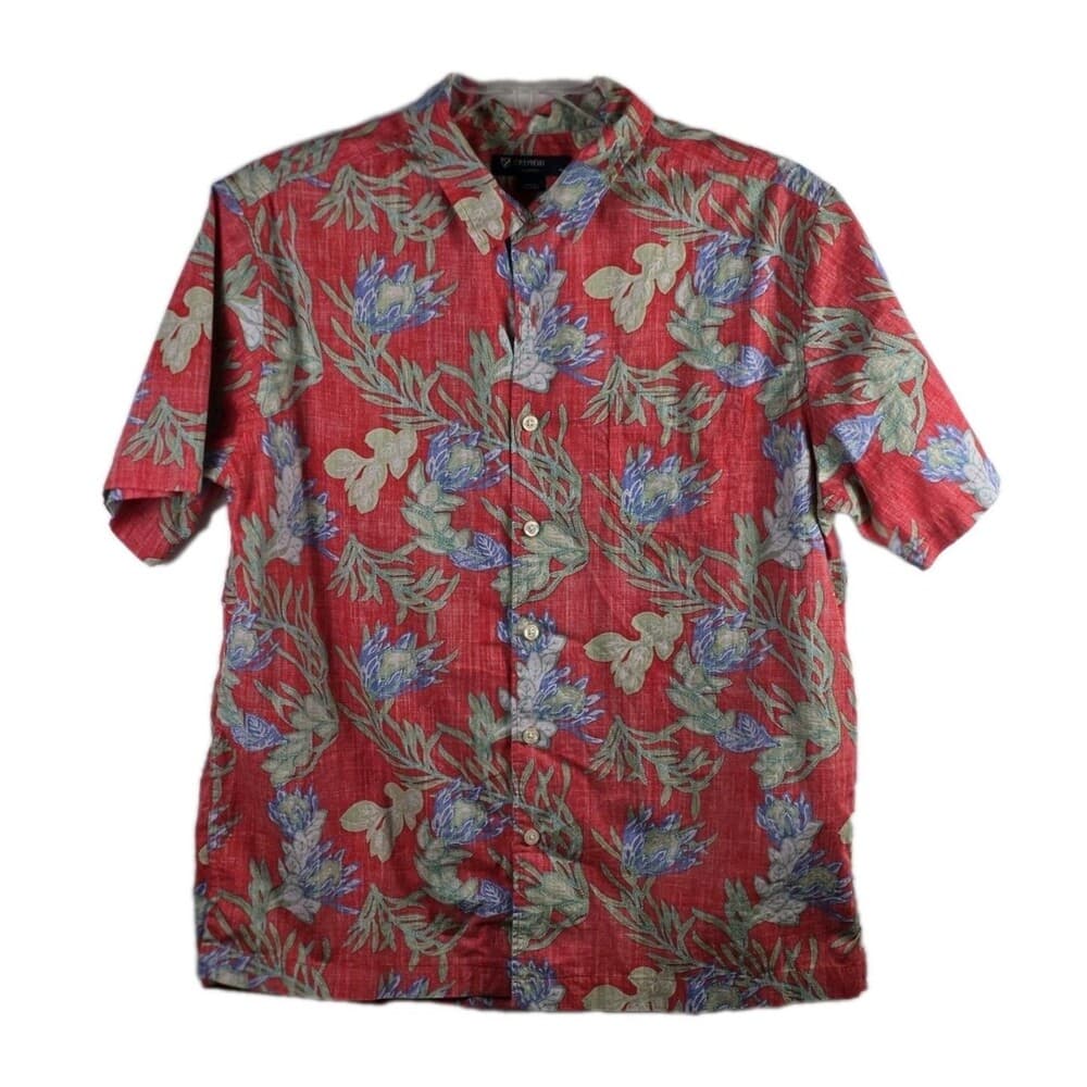 Cremieux Classics Men's Large Red Floral Short Sleeve Shirt - Thumbnail 7