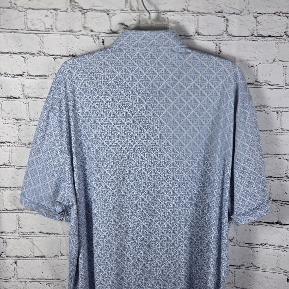 Daniel Cremieux Men's Blue / White Geometric Short Sleeve Polo Shirt - Thumbnail 9