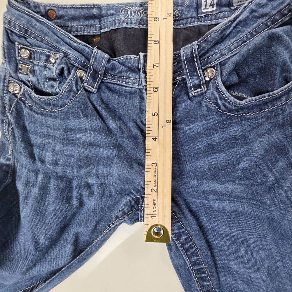 Miss Me Jeans Girls Size 14 Blue Denim Skinny‎ Straight Jeans - JK595853 - Thumbnail 6