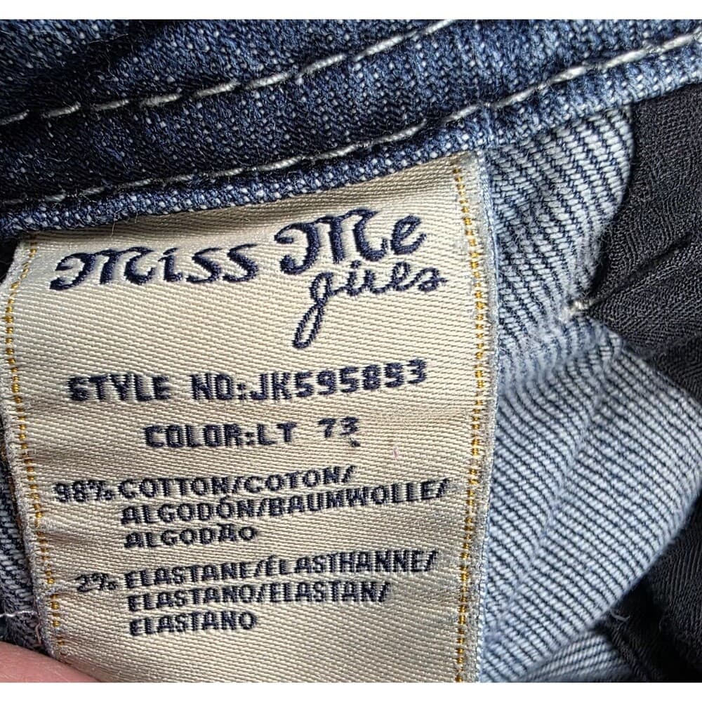 Miss Me Jeans Girls Size 14 Blue Denim Skinny‎ Straight Jeans - JK595853 - Thumbnail 4
