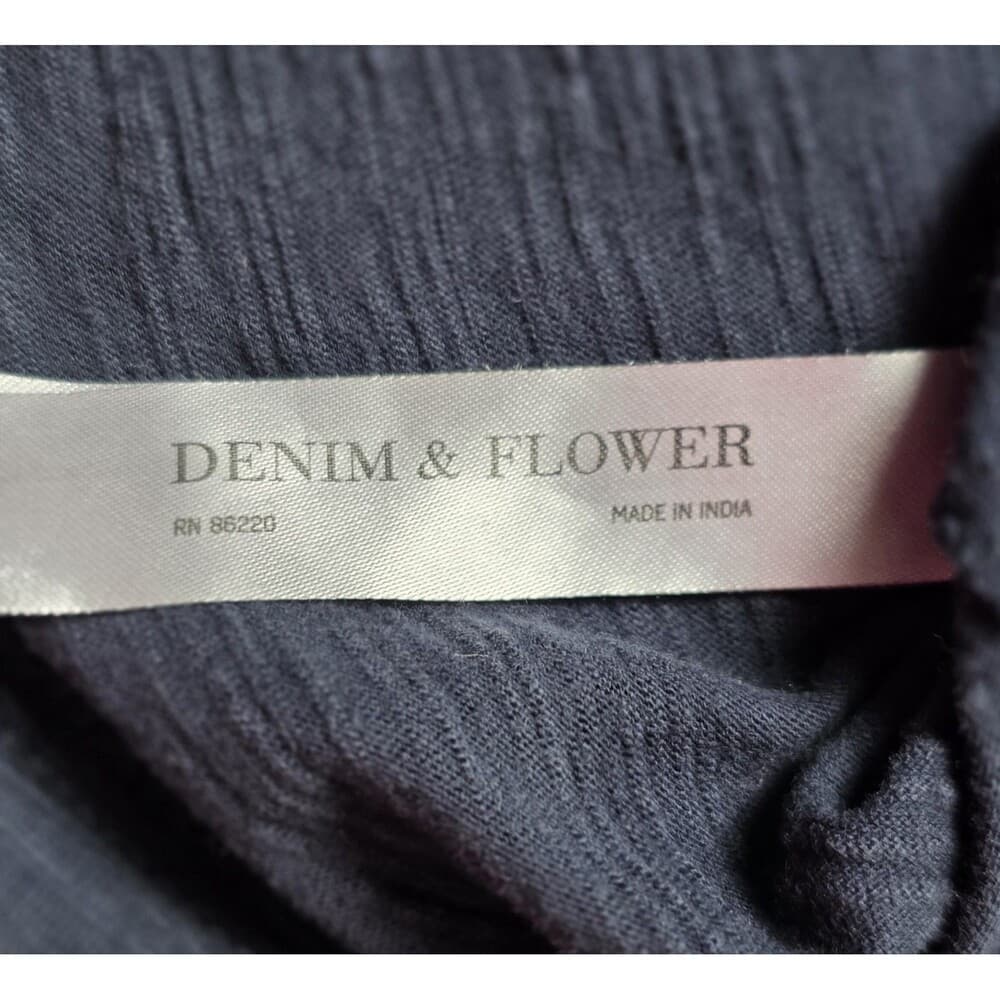 Denim & Flower Ricky Singh Men's Large Navy Blue White‎ Stripe Casual T-Shirt - Thumbnail 3