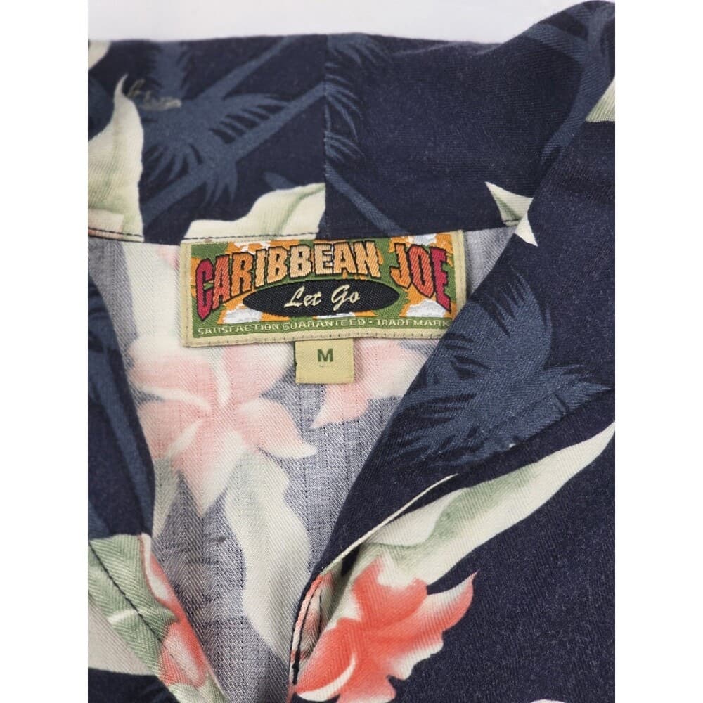 Caribbean Joe Women’s Medium Black Floral‎ Hawaiian Collared Button Blouse - Thumbnail 2