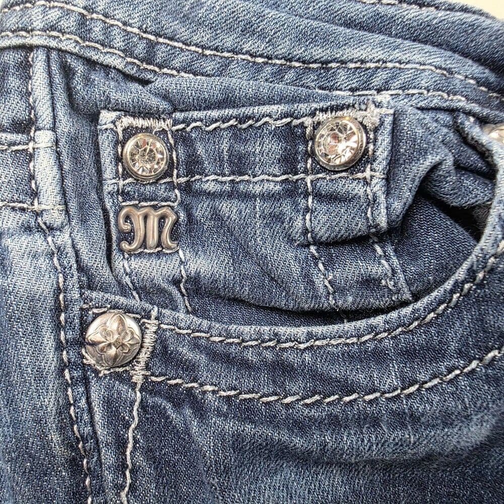 Miss Me Jeans Girls Size 14 Blue Denim Skinny‎ Straight Jeans - JK595853 - Thumbnail 3