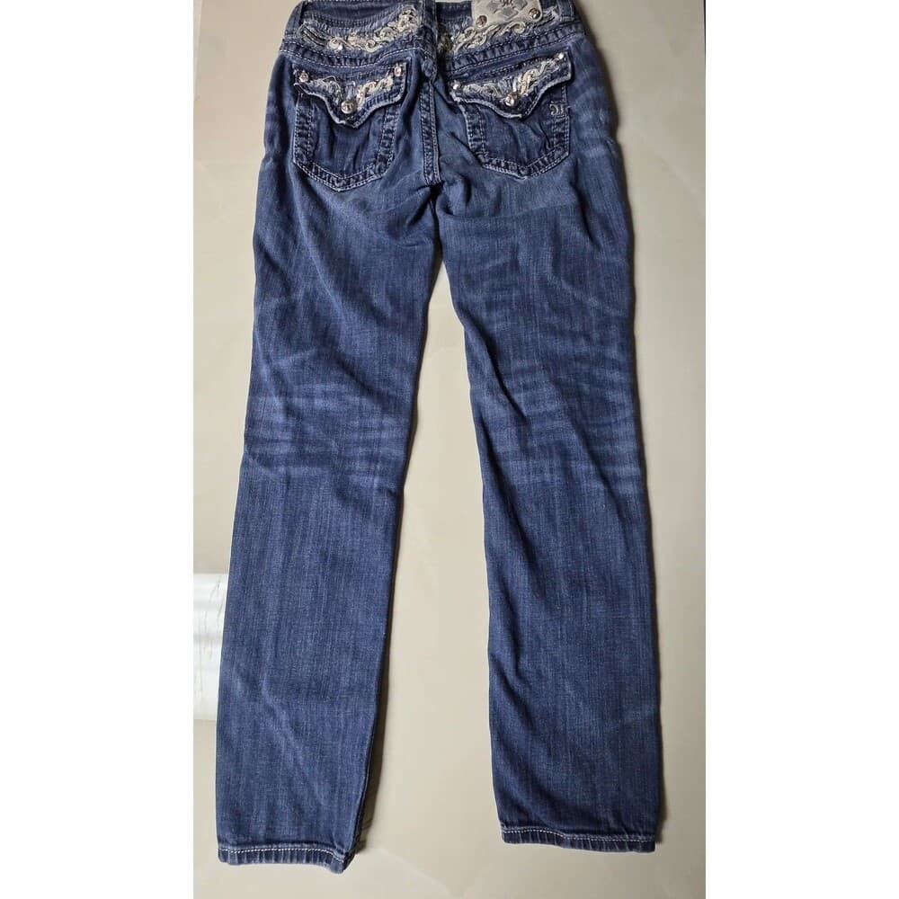 Miss Me Jeans Girls Size 14 Blue Denim Skinny‎ Straight Jeans - JK595853 - Thumbnail 11