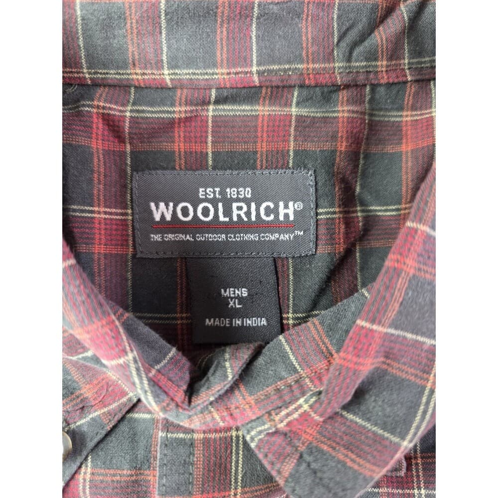 Woolrich Mens XL Button Plaid Red Earthtone‎ Long Sleeve Button Down Shirt - Thumbnail 3