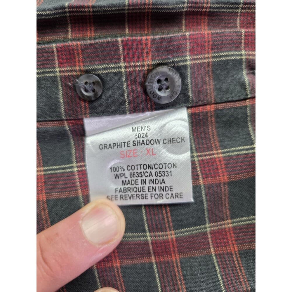 Woolrich Mens XL Button Plaid Red Earthtone‎ Long Sleeve Button Down Shirt - Thumbnail 8