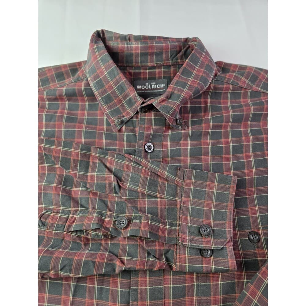 Woolrich Mens XL Button Plaid Red Earthtone‎ Long Sleeve Button Down Shirt - Thumbnail 2