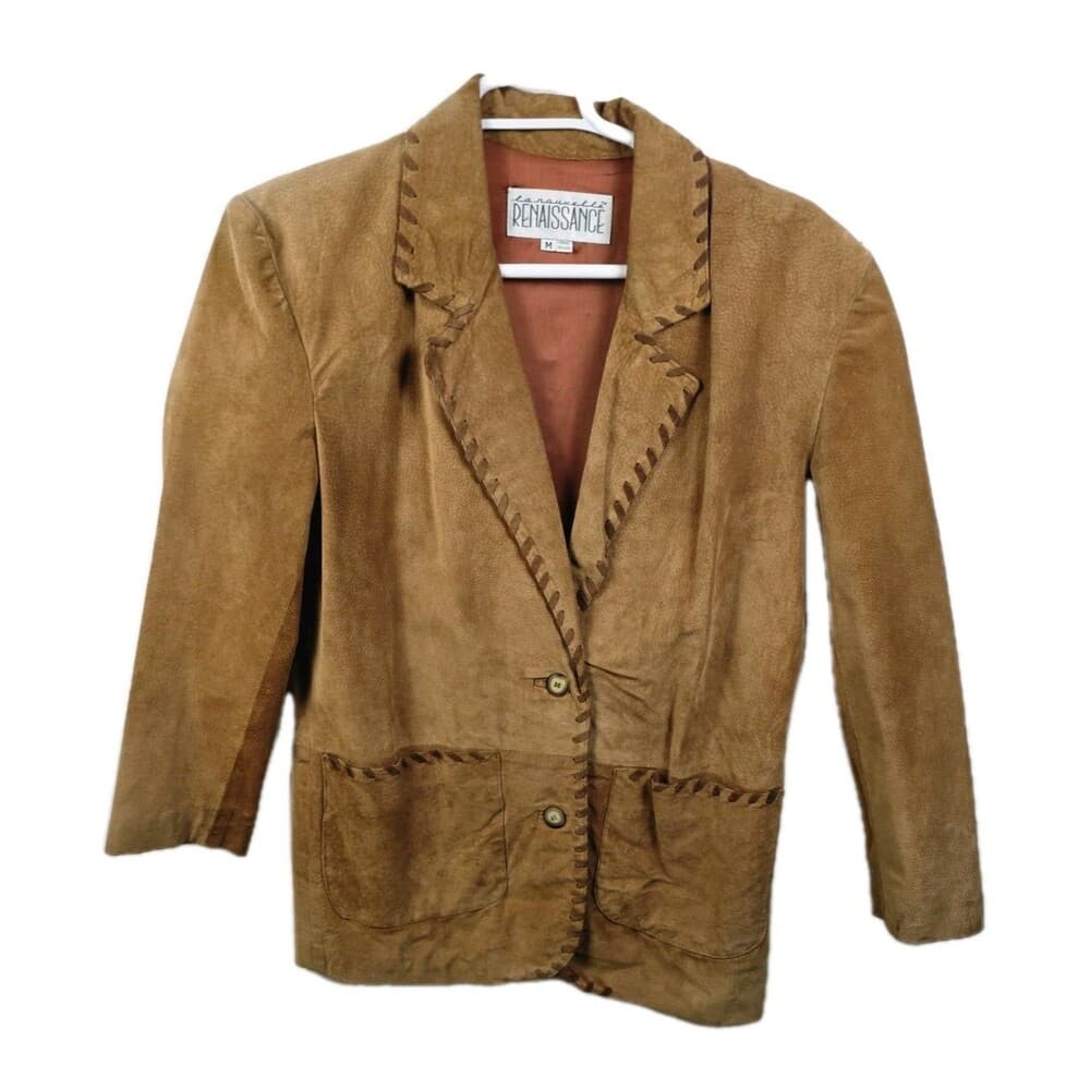 Vintage Renaissance Women's Medium Western Style Brown Leather Jacket - Thumbnail 11