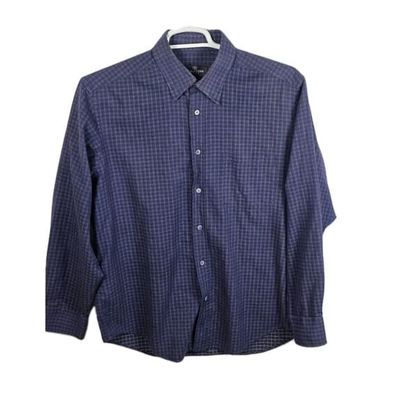 Bugatchi Men's Shirt‎ Large Purple Checkered Long Sleeve Button Up Shirt - Thumbnail 6