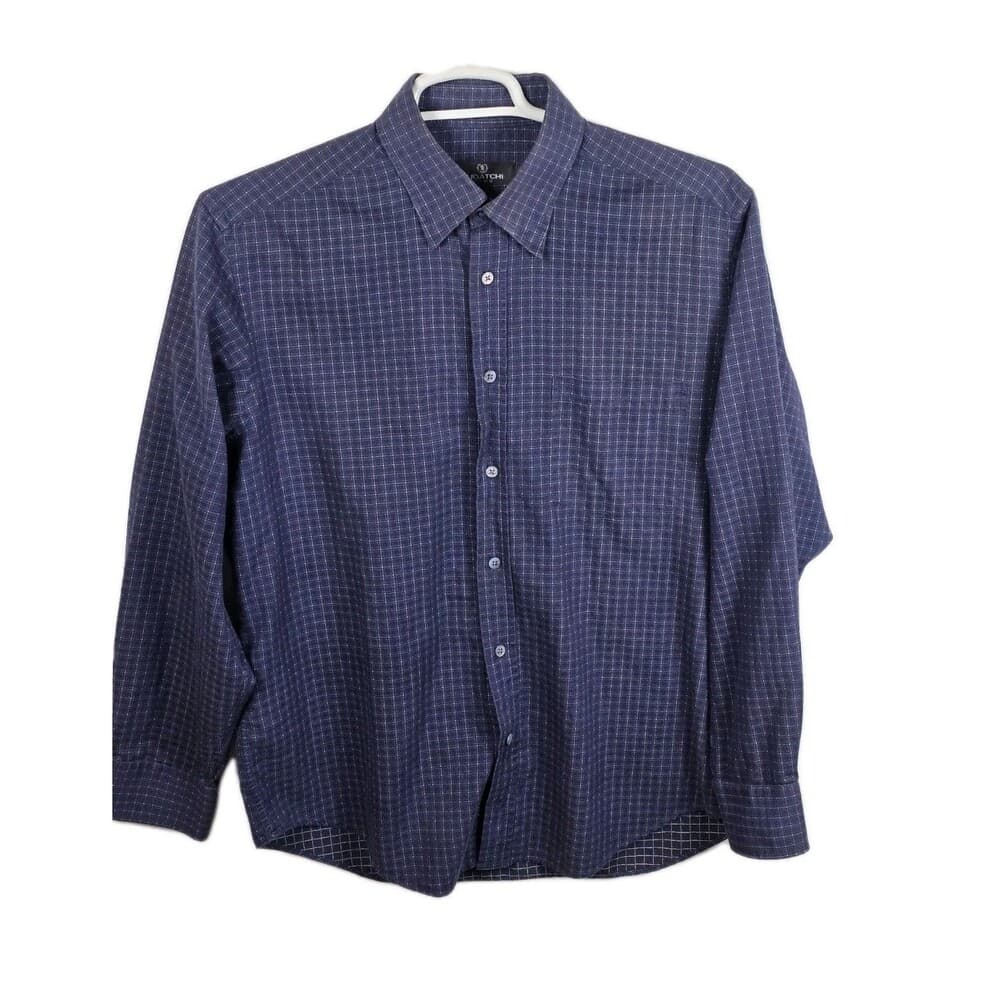 Bugatchi Men's Shirt‎ Large Purple Checkered Long Sleeve Button Up Shirt - Thumbnail 5