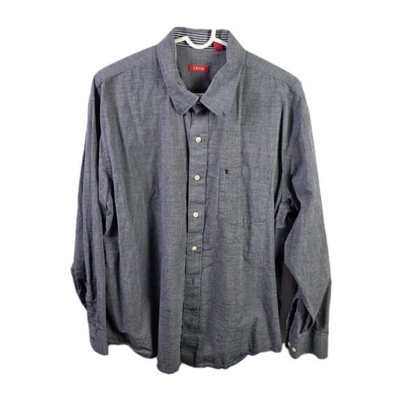 IZOD Men’s‎ XL Gray Long Sleeve Button Down Shirt - Thumbnail 10