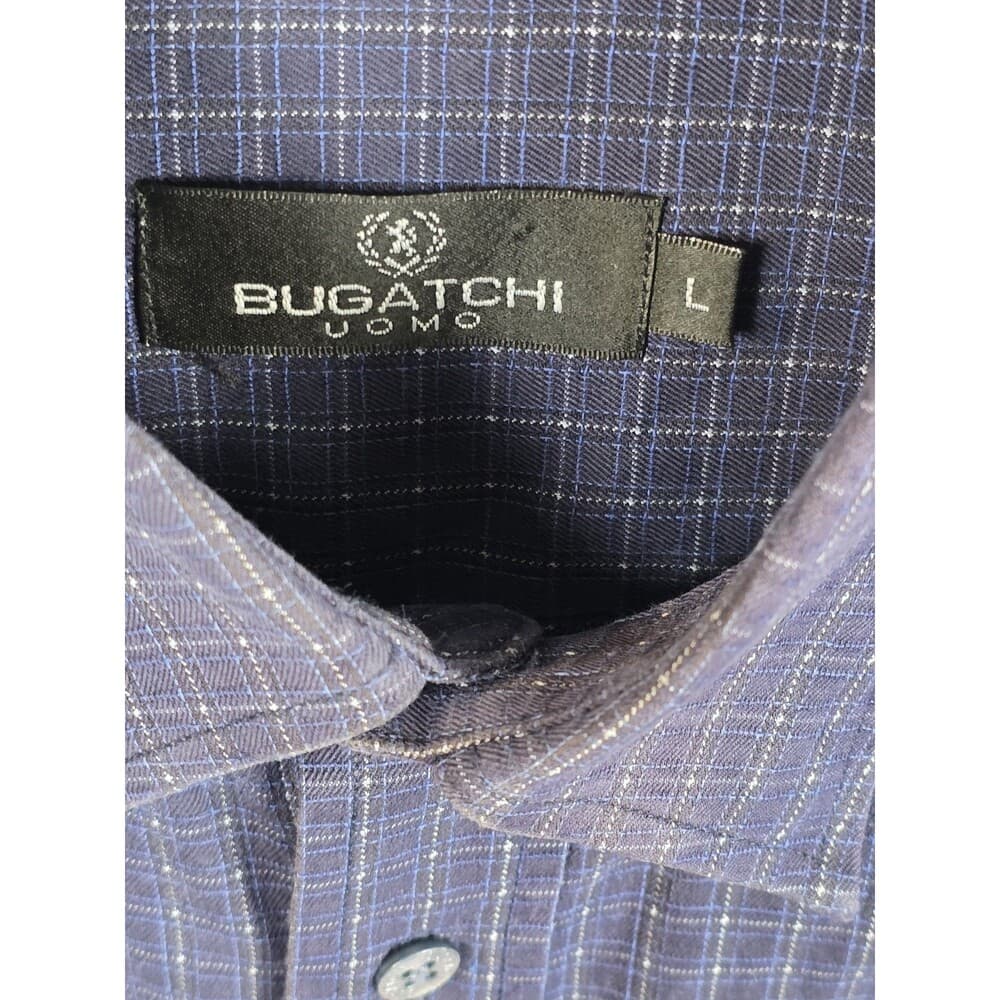 Bugatchi Men's Shirt‎ Large Purple Checkered Long Sleeve Button Up Shirt - Thumbnail 2