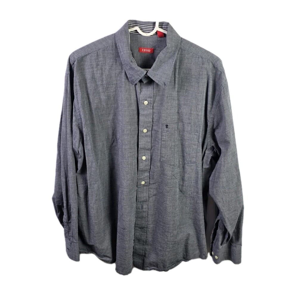 IZOD Men’s‎ XL Gray Long Sleeve Button Down Shirt - Thumbnail 9