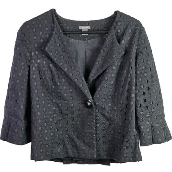 Kenneth Cole Reaction Women's 6 Black Eyelets‎ Button Up V Neck Blazer - Thumbnail 11