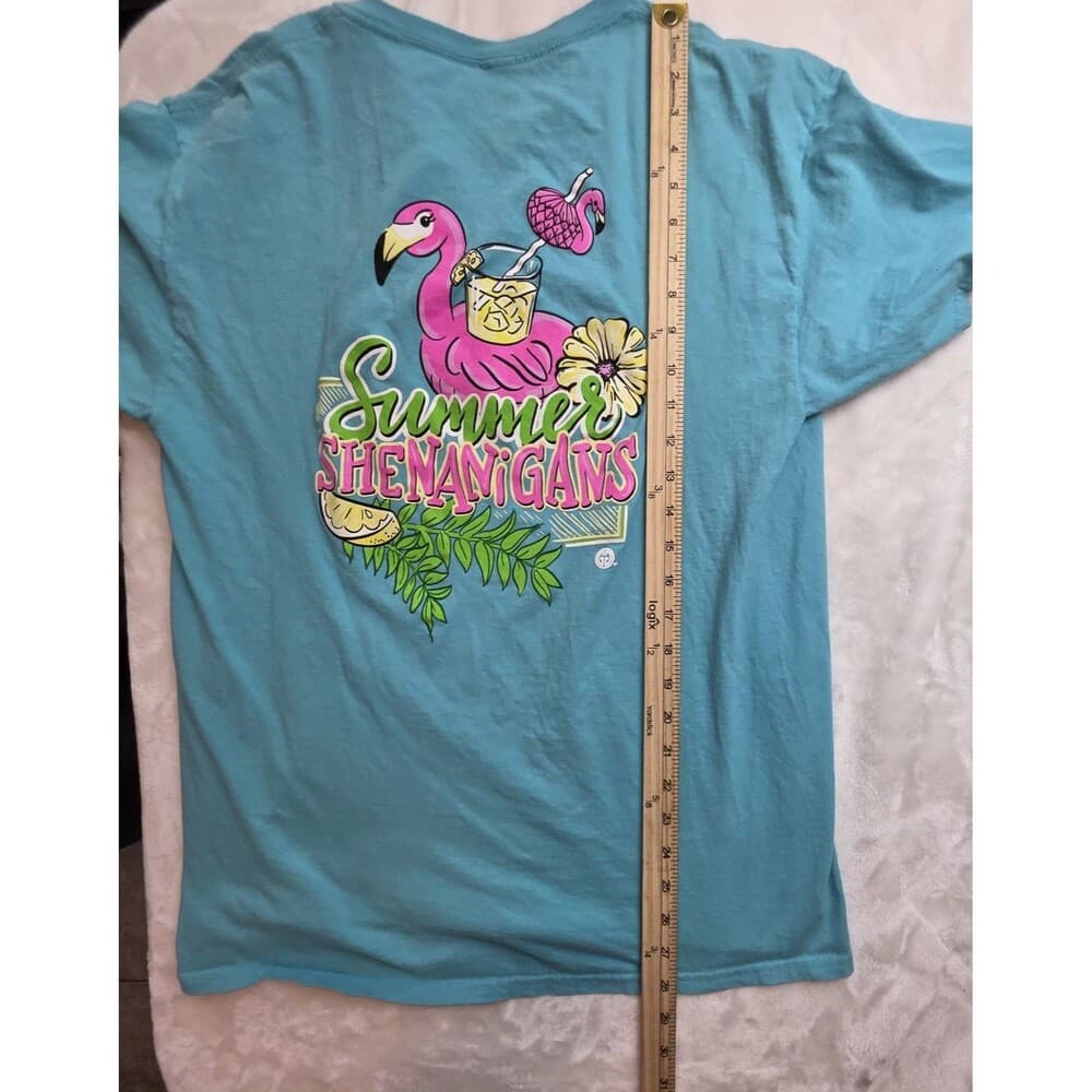 Girlie Girl Originals Large Teal Summer Shenanigans Flamingo‎ T-Shirt - Thumbnail 5