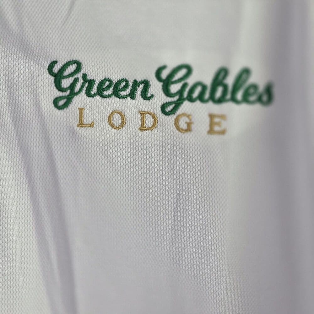 NWT Green Gables Lodge Men's Large White Short Sleeve Polo Golf Shirt - Thumbnail 2