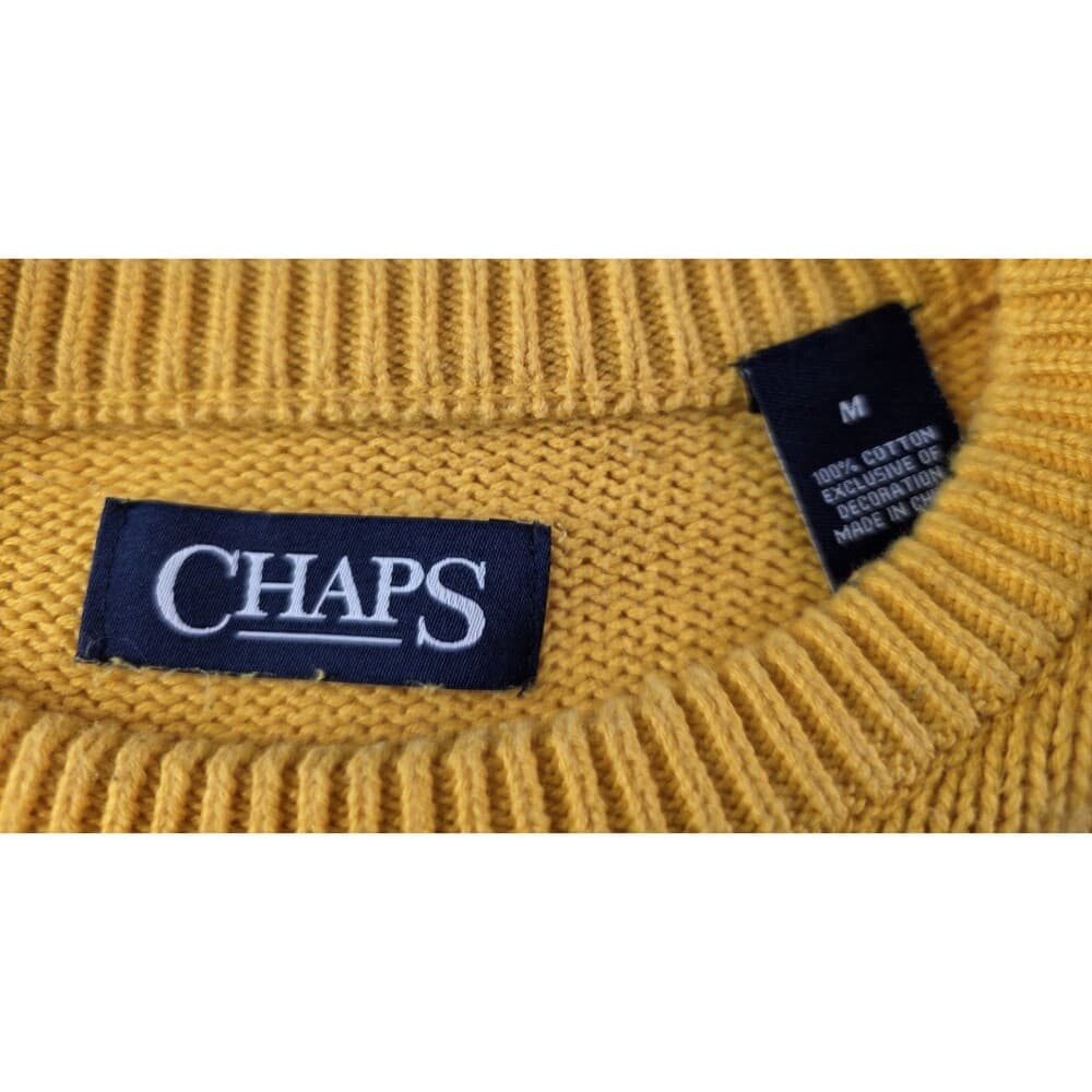 Chaps Ralph Lauren Men's Size Medium Yellow Long Sleeve‎ Sweater - Thumbnail 2