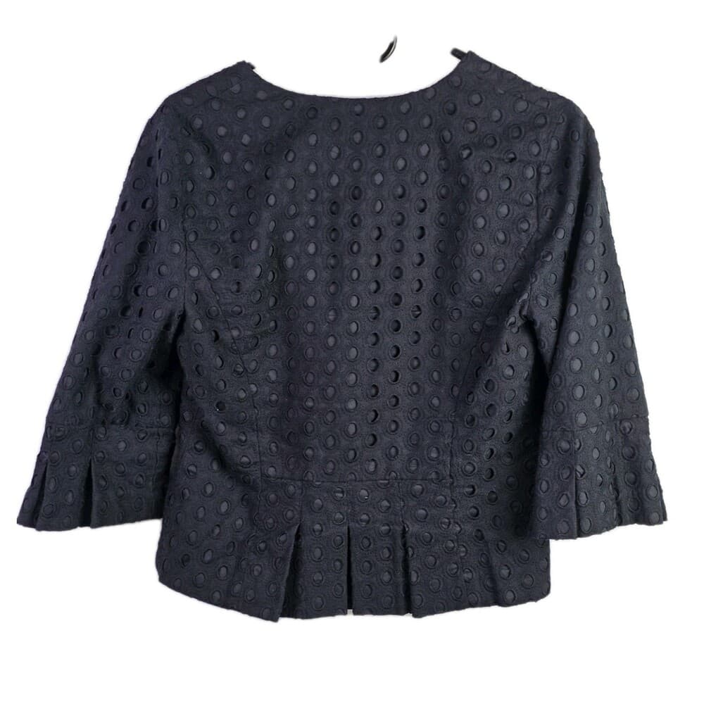 Kenneth Cole Reaction Women's 6 Black Eyelets‎ Button Up V Neck Blazer - Thumbnail 6