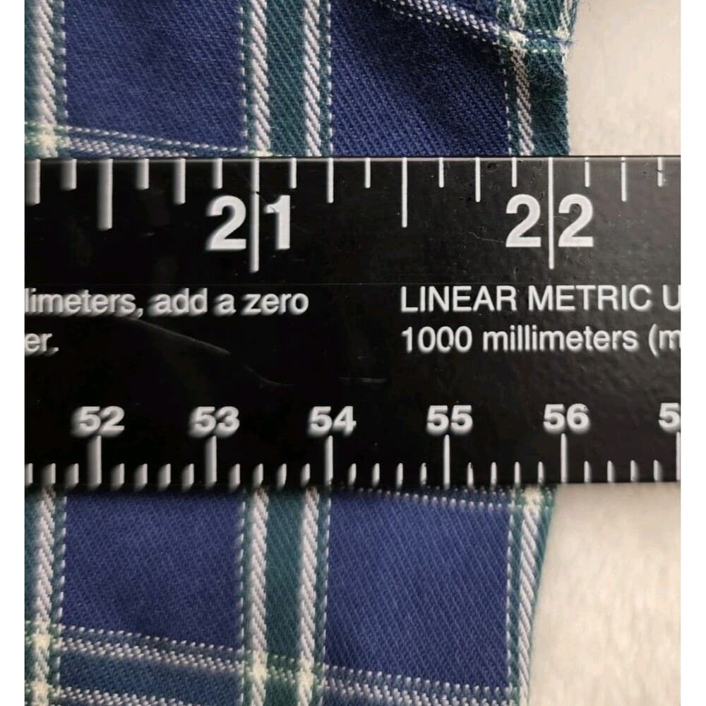 Nick‎ Graham Men's Large Blue with Green White Plaid Button Up Shirt * FLAWED* - Thumbnail 4