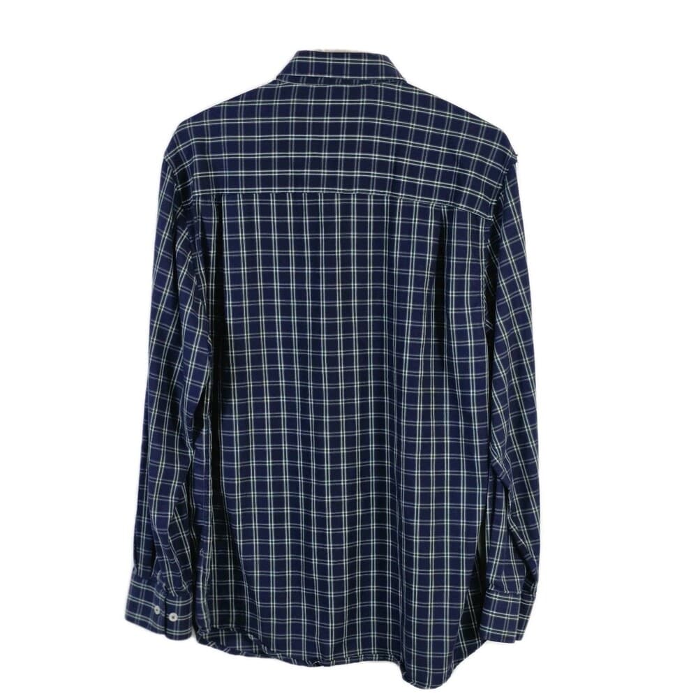 Nick‎ Graham Men's Large Blue with Green White Plaid Button Up Shirt * FLAWED* - Thumbnail 5