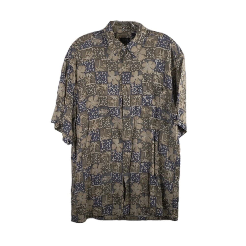 IZOD Shirt Men's Medium Hawaiian Short Sleeve Button Down Casual Shirt - Thumbnail 10