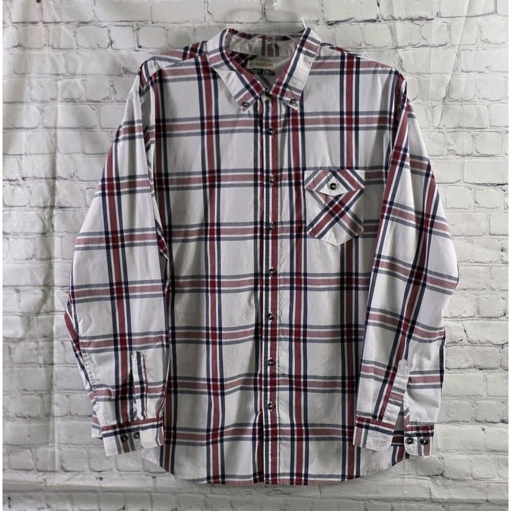 Magellan Outdoors Men's XXL Classic Fit Plaid Long Sleeve Button Down Shirt - Thumbnail 13
