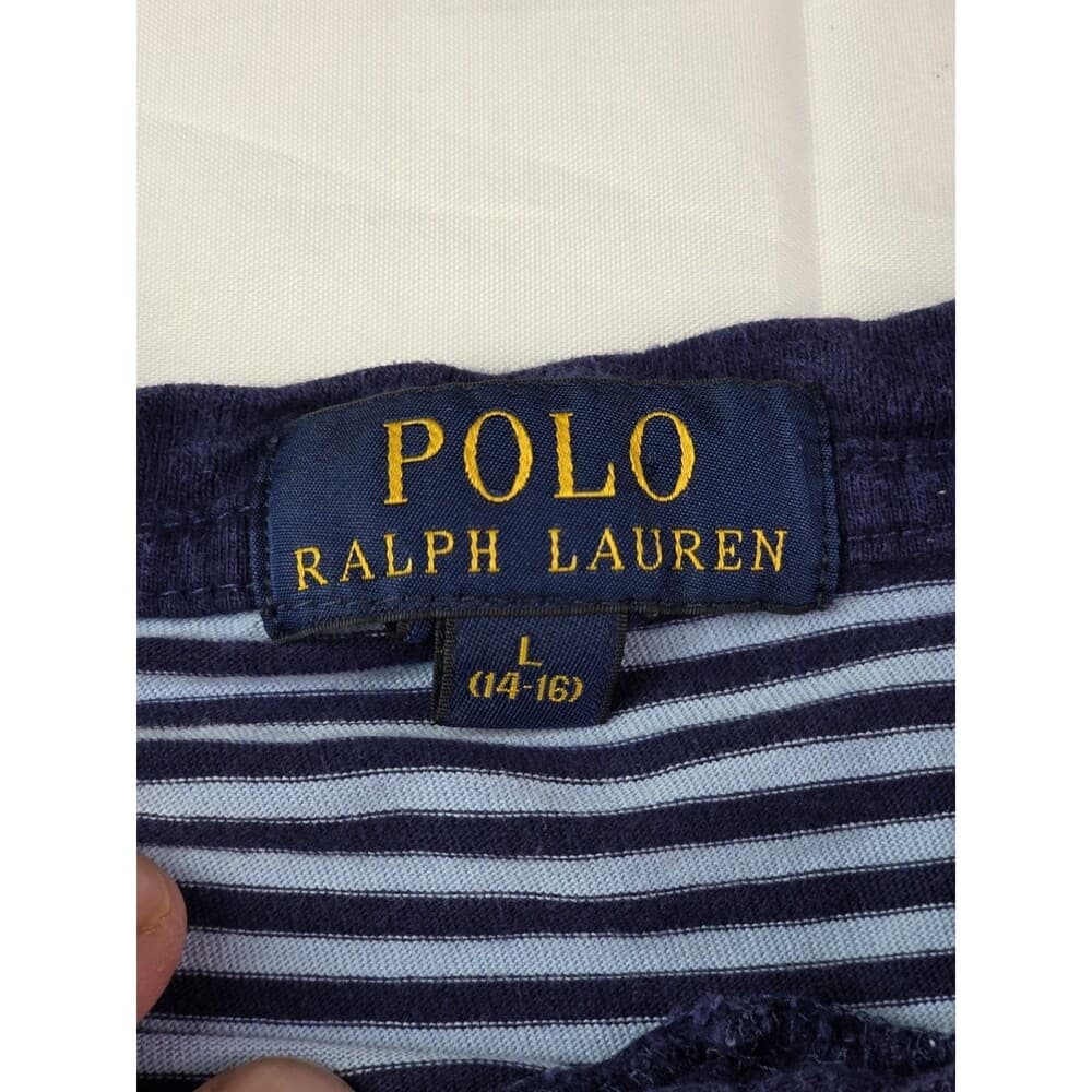 Polo Ralph‎ Lauren Youth 14-16 Blue Striped Short Sleeve Shirt - Thumbnail 2