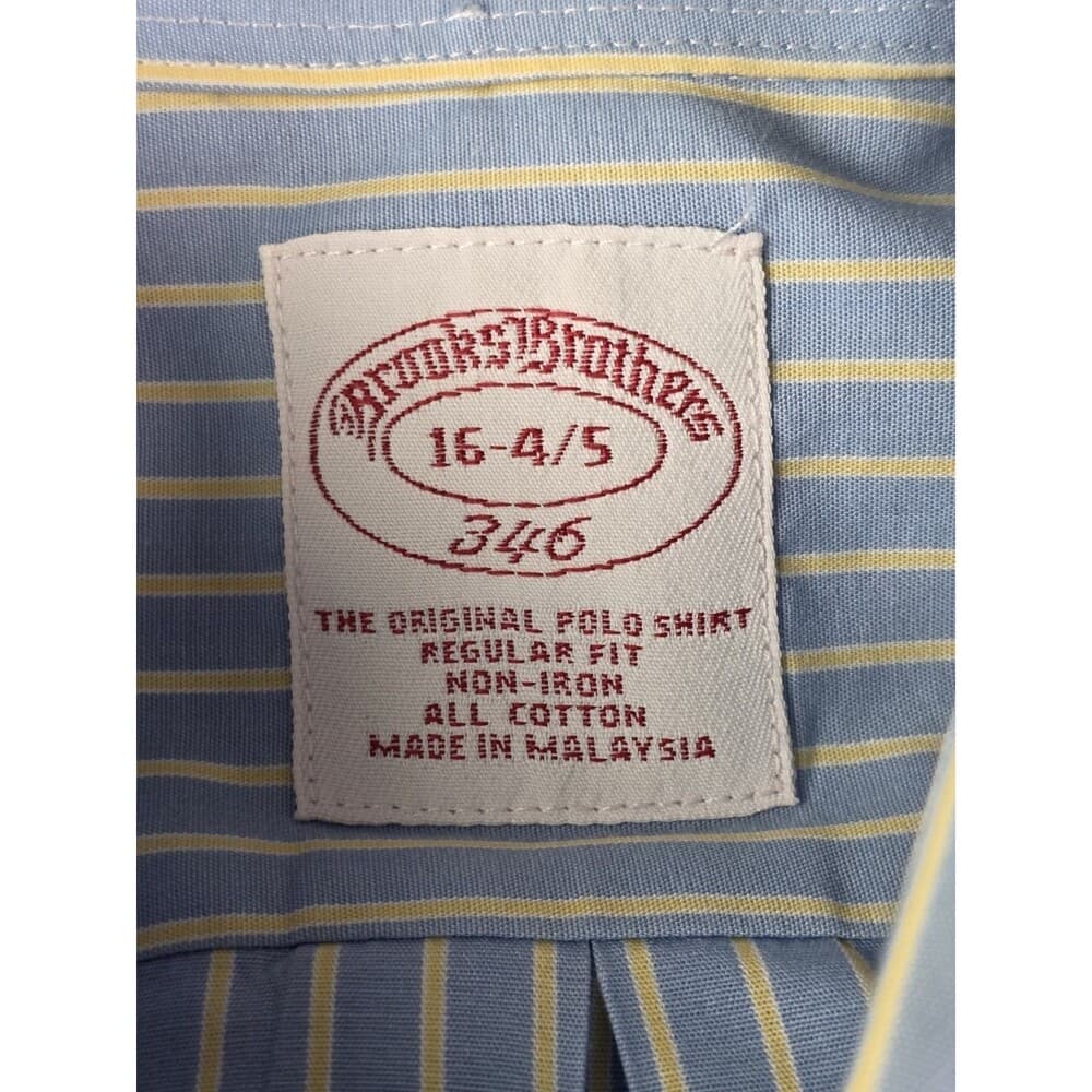 Brooks Brothers Dress Shirt Size‎ 17.5 4/5 Blue White Striped Button Down - Thumbnail 3