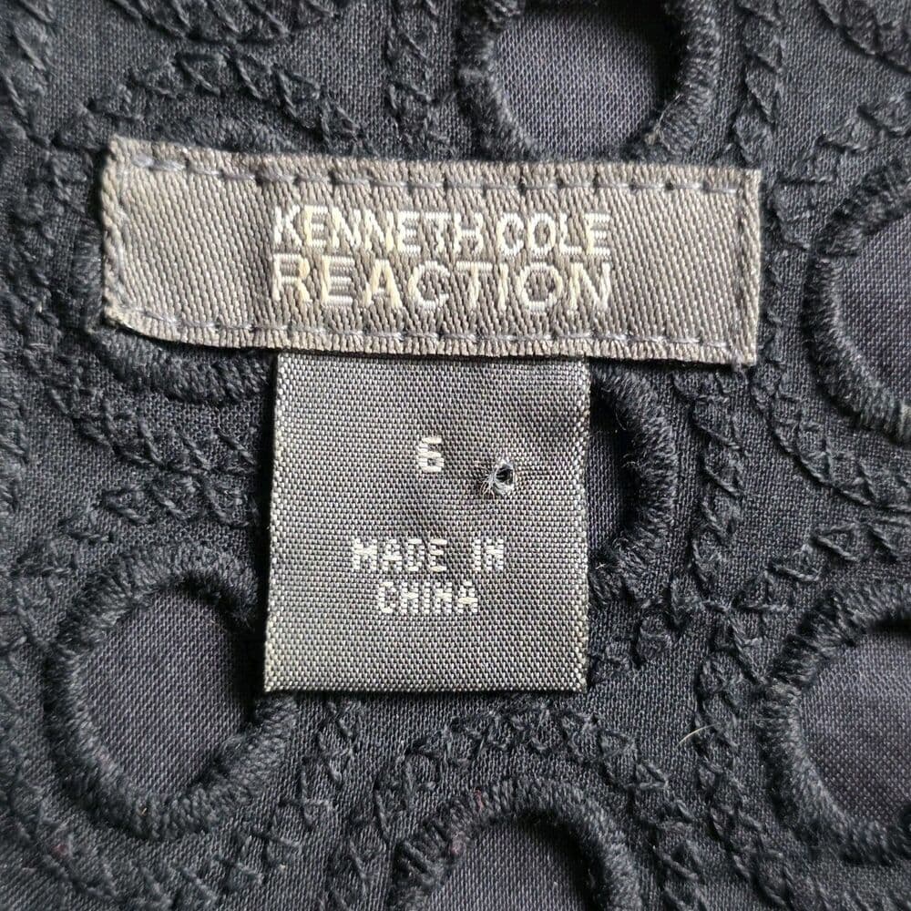 Kenneth Cole Reaction Women's 6 Black Eyelets‎ Button Up V Neck Blazer - Thumbnail 2