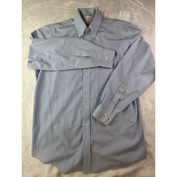 Brooks Brothers Dress Shirt Size‎ 17.5 4/5 Blue White Striped Button Down - Thumbnail 11