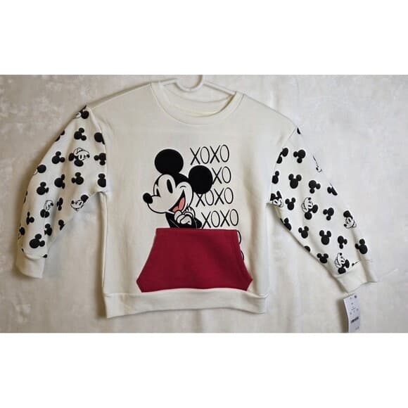 Disney‎ Mickey Mouse 5T XOXO Valentines Fleece Pullover Sweatshirt Pocket - Thumbnail 6