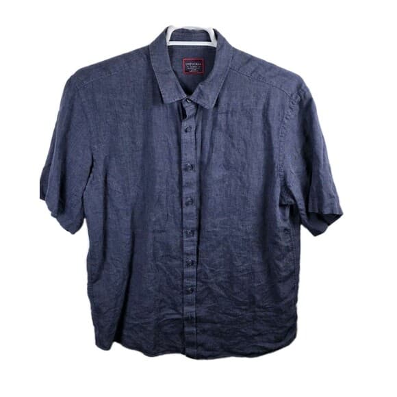 UNTUCKit Men's XL Tre Navy Blue Linen Wrinkle Resistant Short Sleeve Shirt‎ - Thumbnail 9