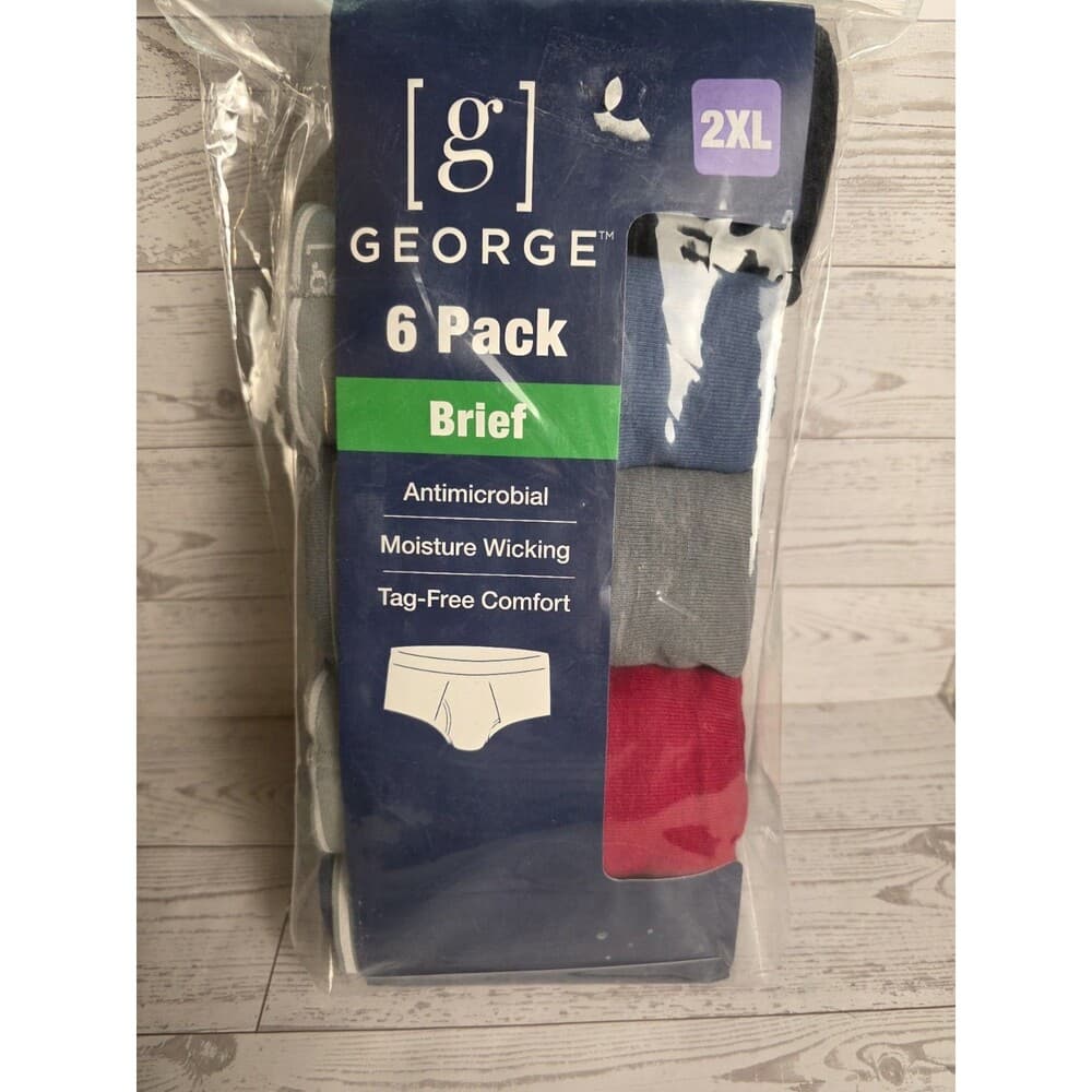 New 6 Pack George Men’s 2XL Antimicrobial Moisture Wicking‎ Briefs - Thumbnail 2