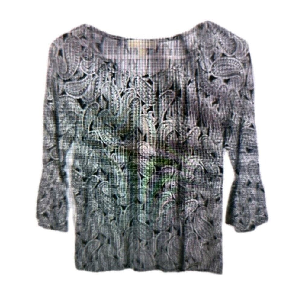 Michael Kors Women's Medium‎ Paisley Gray & Black Blouse - Thumbnail 8