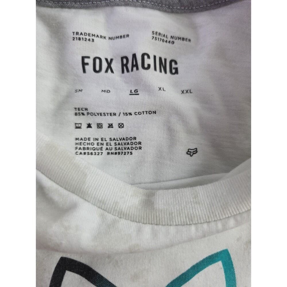 Fox Racing Men's Large White Short Sleeve T-shirt - Thumbnail 2