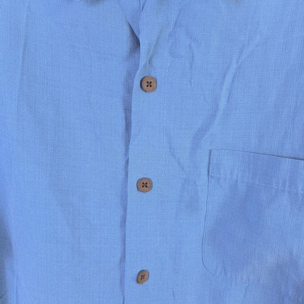 Caribbean Brand Men's Large Blue Short Sleeve Button Up Shirt - Thumbnail 2
