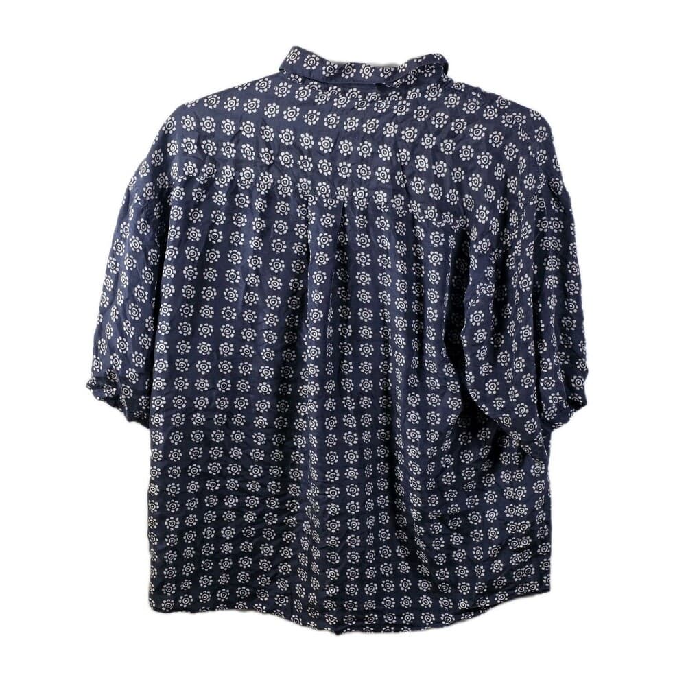 Summa‎ Men's XL Blue Fish Floral 100% Silk Short Sleeve Button Up Shirt RN 81340 - Thumbnail 4