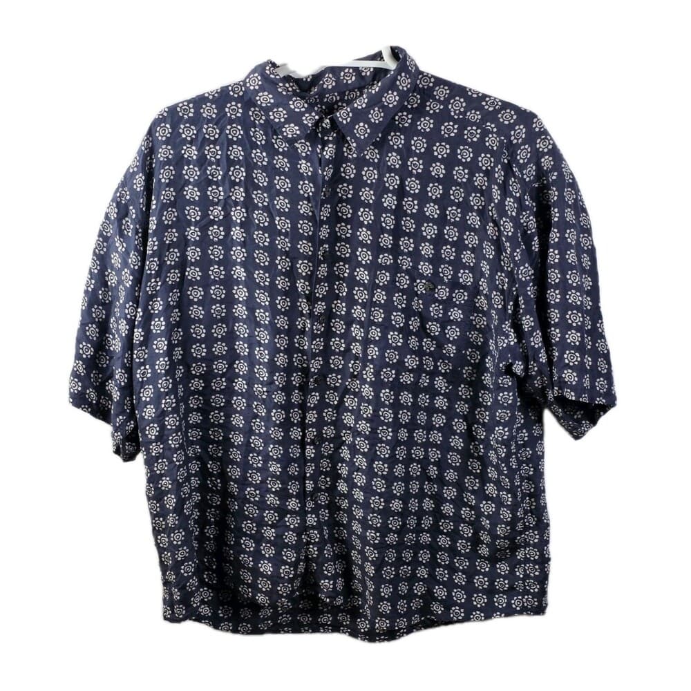 Summa‎ Men's XL Blue Fish Floral 100% Silk Short Sleeve Button Up Shirt RN 81340 - Thumbnail 6
