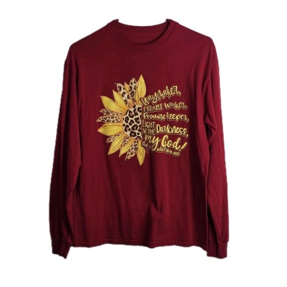 Girlie Girl's Medium Cardinal‎ Red " Waymaker" Long Sleeve T-shirt - Thumbnail 8