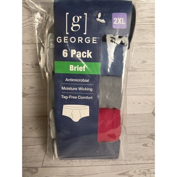 New 6 Pack George Men’s 2XL Antimicrobial Moisture Wicking‎ Briefs - Thumbnail 3